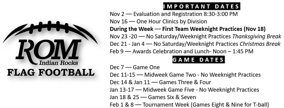 Flag Football Season Schedule